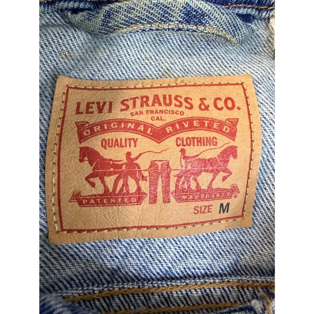 Levis Denim Trucker Jacket Mens Medium Blue Cotton Faded Workwear Streetwear M